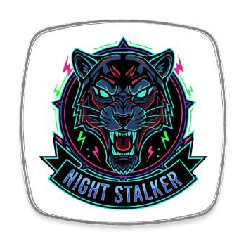 Leopard Neon Night - Square fridge magnet - white - Front