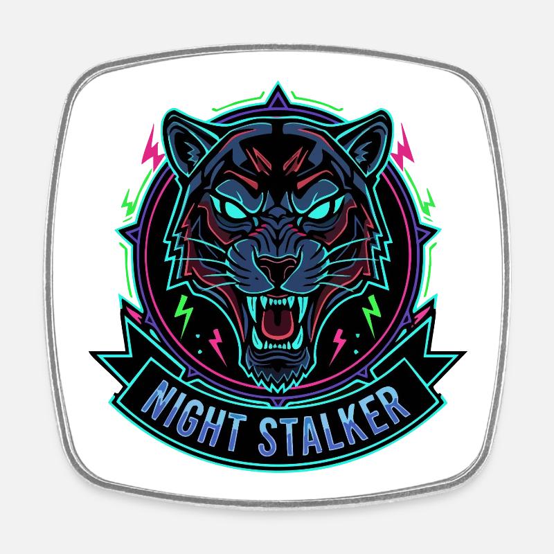 Leopard Neon Night - Square fridge magnet - white