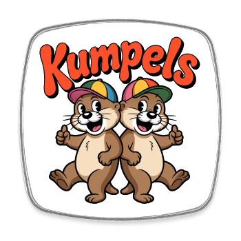 Kumpels Doppelotter Cartoon - Viereckiger Kühlschrankmagnet - Weiß - Vorne