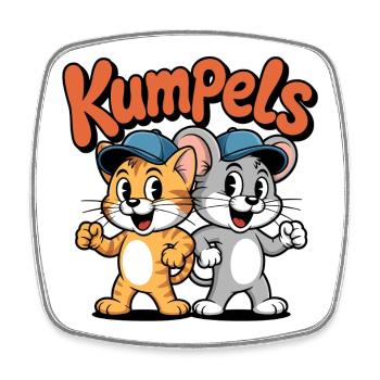Kumpels Katzenfreundschaft Caps - Viereckiger Kühlschrankmagnet - Weiß - Vorne