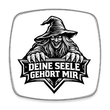 Hexen-Motiv mit Spruch "Deine Seele gehört mir" - Viereckiger Kühlschrankmagnet - Weiß - Vorne