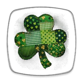 Trèfle – St. Patrick vintage en patchwork - Magnet carré - blanc - Devant