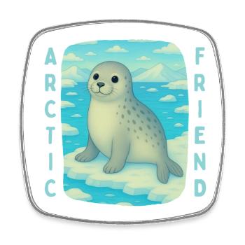 Cute Seal on the Cross - Square fridge magnet - white - Front