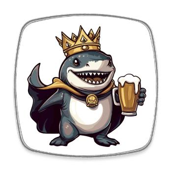 Shark King Beer - Square fridge magnet - white - Front