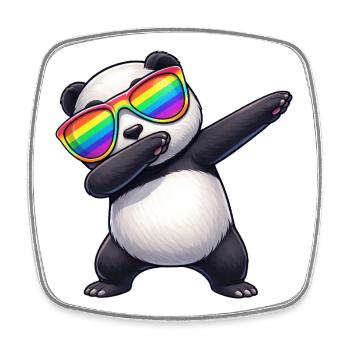Süßer Cartoon Panda Dabbing Sonne Regenbogen Cool - Viereckiger Kühlschrankmagnet - Weiß - Vorne