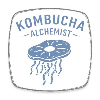 Minimalistische Kombucha Alchemist Gärung - Viereckiger Kühlschrankmagnet - Weiß - Vorne