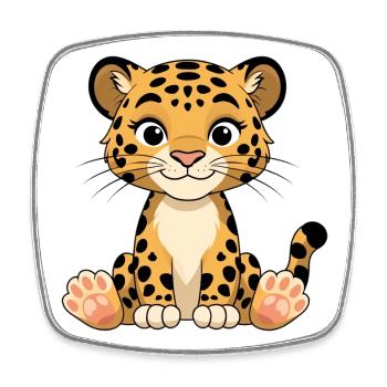 Leopardenkätzchen Cartoon Print - Viereckiger Kühlschrankmagnet - Weiß - Vorne