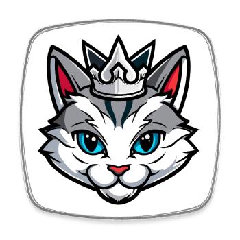 Couronne de tête symbole de chat - Magnet carré - blanc - Devant