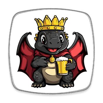 Roi de la bière Dinosaur Stegosaurus - Magnet carré - blanc - Devant