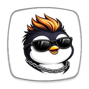 Cool Penguin Head Portrait with Sunglasses Skirt - Square fridge magnet - white - Front
