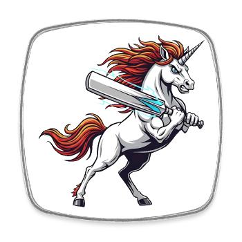 Unicorn Warrior With Energy Club Fantasy - Square fridge magnet - white - Front
