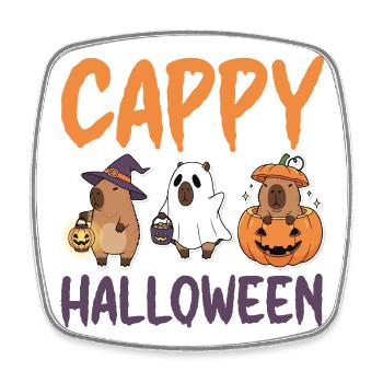 Capybaras d’Halloween Cappy Animal mignon et drôle - Magnet carré - blanc - Devant