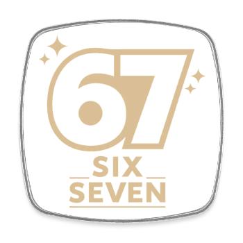 67 - Square fridge magnet - white - Front