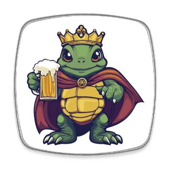 Turtle Beer King - Square fridge magnet - white - Front