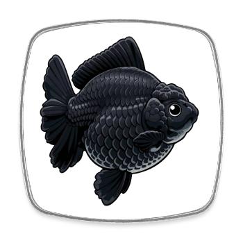 Dark Black Jumbo Oranda HQ Goldfish - Viereckiger Kühlschrankmagnet - Weiß - Vorne