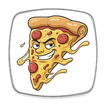 Pizza Slice with a cheeky grin - Square fridge magnet - white - Front