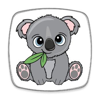 Kleiner Koala mit Blatt - Viereckiger Kühlschrankmagnet - Weiß - Vorne