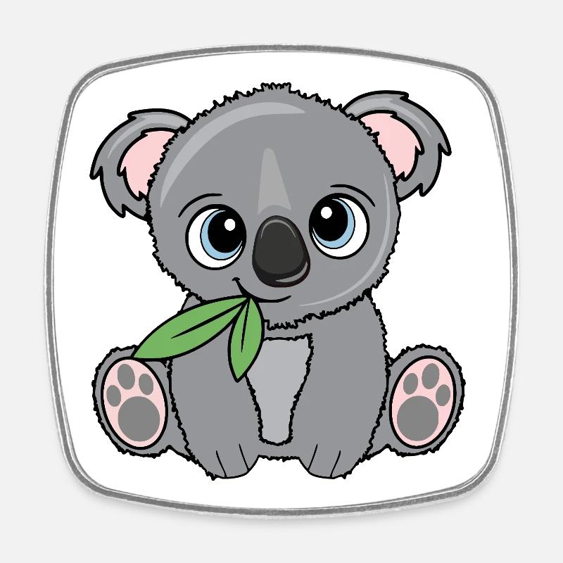 Kleiner Koala mit Blatt - Viereckiger Kühlschrankmagnet - Weiß