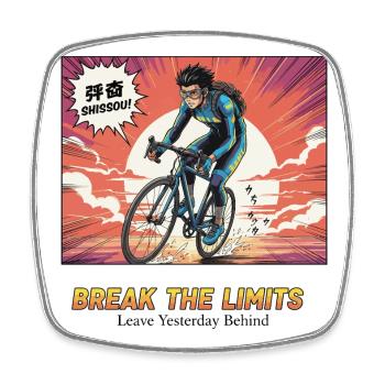 Break The Limits Cycling Hero - Viereckiger Kühlschrankmagnet - Weiß - Vorne