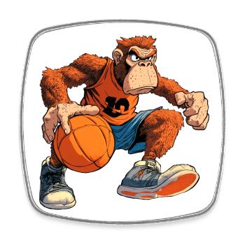 Affen Basketballer / Hooper - Viereckiger Kühlschrankmagnet - Weiß - Vorne