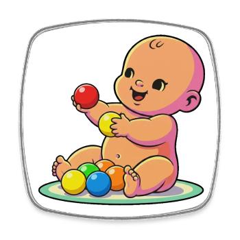 Cheerful Baby with Colorful Balls - Square fridge magnet - white - Front