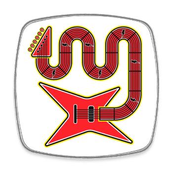 Rote Abstract Shape E-Gitarre - Viereckiger Kühlschrankmagnet - Weiß - Vorne