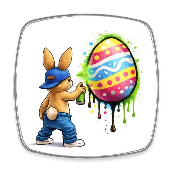 Graffiti Hase mit Osterei - Viereckiger Kühlschrankmagnet - Weiß - Vorne