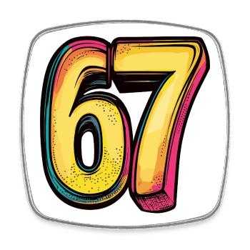 67 Number Colorful - Square fridge magnet - white - Front