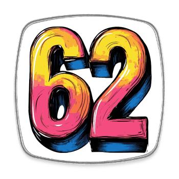 62 Number Colorful - Square fridge magnet - white - Front