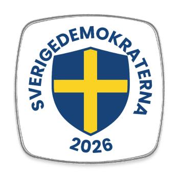 Blue shield with yellow cross design - Square fridge magnet - white - Front