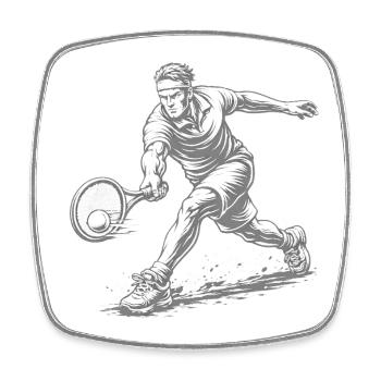 Dynamischer Tennisspieler im Retro-Stil - Viereckiger Kühlschrankmagnet - Weiß - Vorne