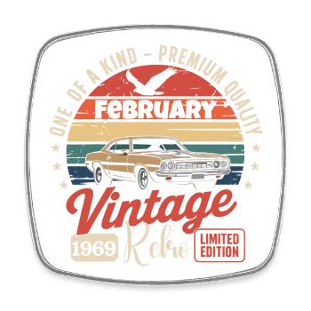 Cadeau Anniversaire Rétro Vintage de Février 1969 - Magnet carré - blanc - Devant