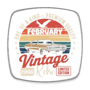 Cadeau Anniversaire Rétro Vintage de Février 1966 - Magnet carré - blanc - Devant