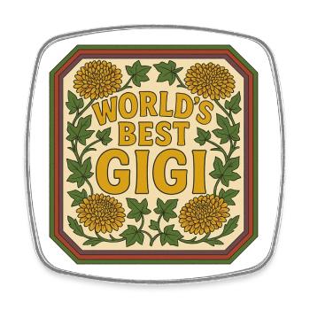 World's Best Gigi Vintage Floral - Square fridge magnet - white - Front