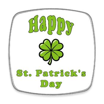 Happy St. Patrick's Day - Grünes Kleeblatt - Viereckiger Kühlschrankmagnet - Weiß - Vorne