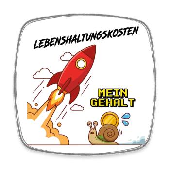 Lebenshaltungskosten_Rakete - Viereckiger Kühlschrankmagnet - Weiß - Vorne