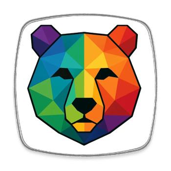 Colorful pop art low poly bear - Square fridge magnet - white - Front