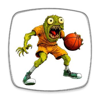 Monster Basketballer - Viereckiger Kühlschrankmagnet - Weiß - Vorne