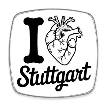 I love Stuttgart - Viereckiger Kühlschrankmagnet - Weiß - Vorne