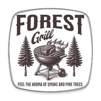 Forest Grill Holzaromen - Viereckiger Kühlschrankmagnet - Weiß - Vorne