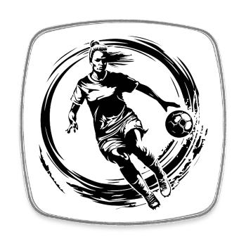 Fussballerin Fussball Spielerin Frau Silhouette - Viereckiger Kühlschrankmagnet - Weiß - Vorne