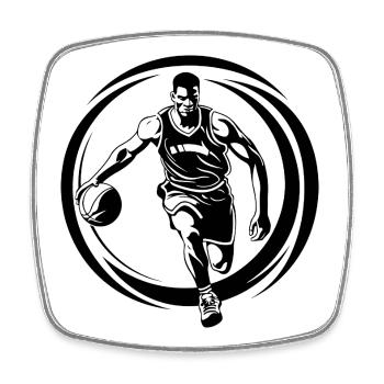 Joueur de basket-ball Joueur de basket-ball Silhouette d’homme - Magnet carré - blanc - Devant