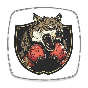 Wolf Boxer MMA - Magnet carré - blanc - Devant