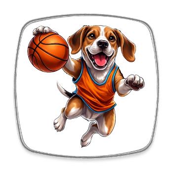 Beagle Dog Basketball Player Dog Lover - Square fridge magnet - white - Front