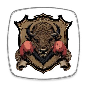 Bison Boxer MMA - Magnet carré - blanc - Devant