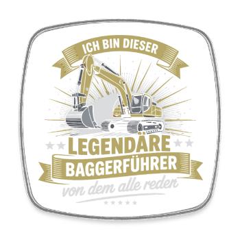 Baggerfuehrer Baggerfahrer - Viereckiger Kühlschrankmagnet - Weiß - Vorne