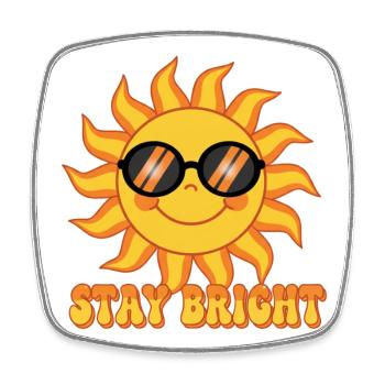 Bleib Bright Retro Groovy Smiling Sun Design - Viereckiger Kühlschrankmagnet - Weiß - Vorne