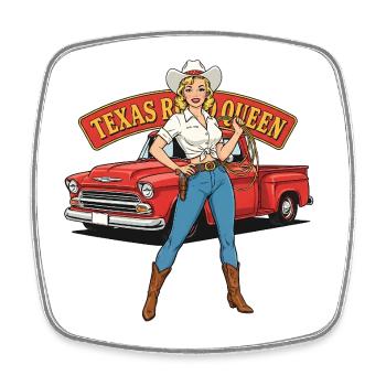 Texas Queen Pinup - Square fridge magnet - white - Front