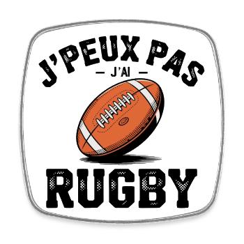 Je Peux Pas J'ai Rugby - Magnet carré - blanc - Devant