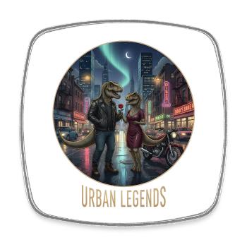 Urban Legends: Dino Lovers in Neon Town - Square fridge magnet - white - Front